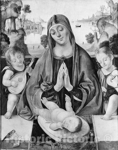 Art Print : Bernardino da Genoa - Madonna and Child with Angels : Vintage Wall Art