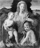 Art Print : Painting - Italian (Florentine) Painter - Madonna and Child with The Young Saint John The Baptist : Vintage Wall Art