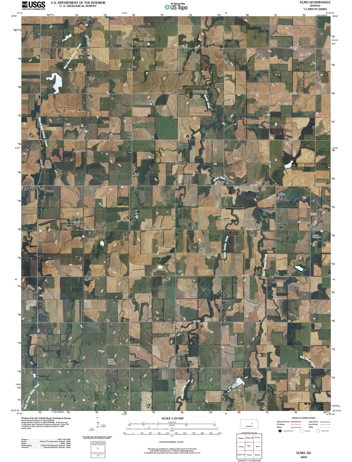2009 Elmo, KS - Kansas - USGS Topographic Map