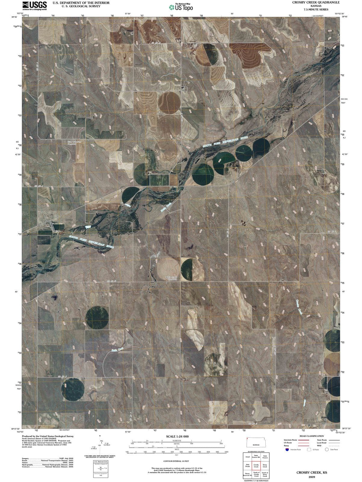 2009 Crosby Creek, KS - Kansas - USGS Topographic Map