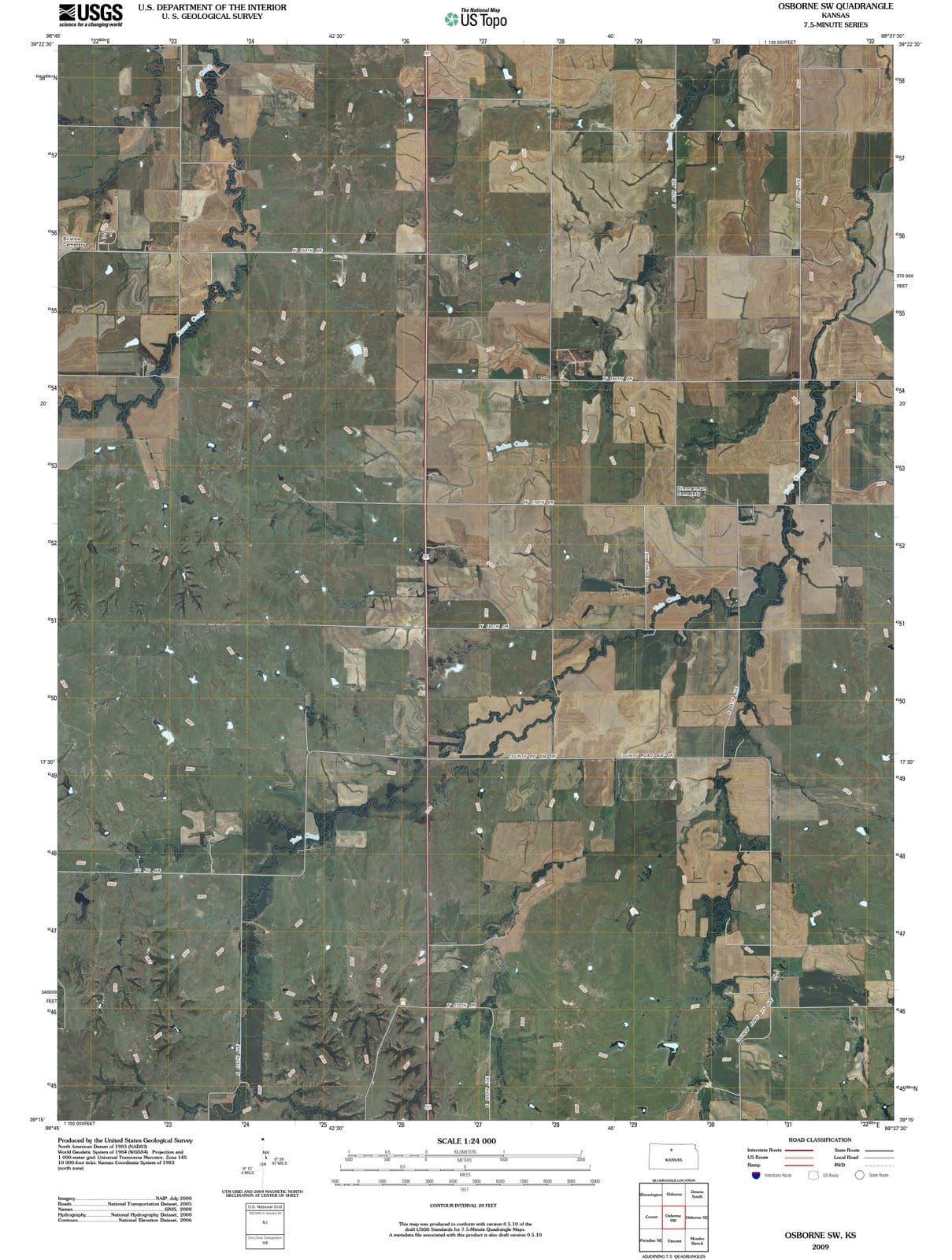 2009 Osborne, KS - Kansas - USGS Topographic Map