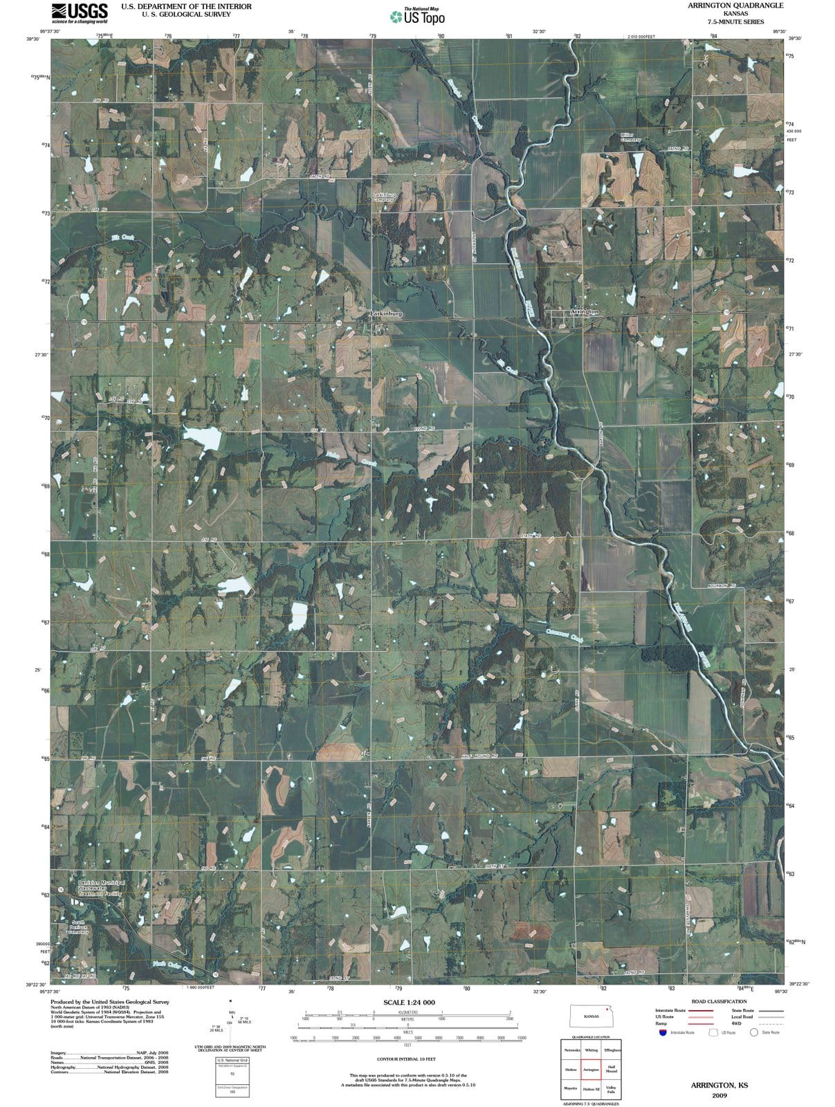 2009 Arrington, KS - Kansas - USGS Topographic Map