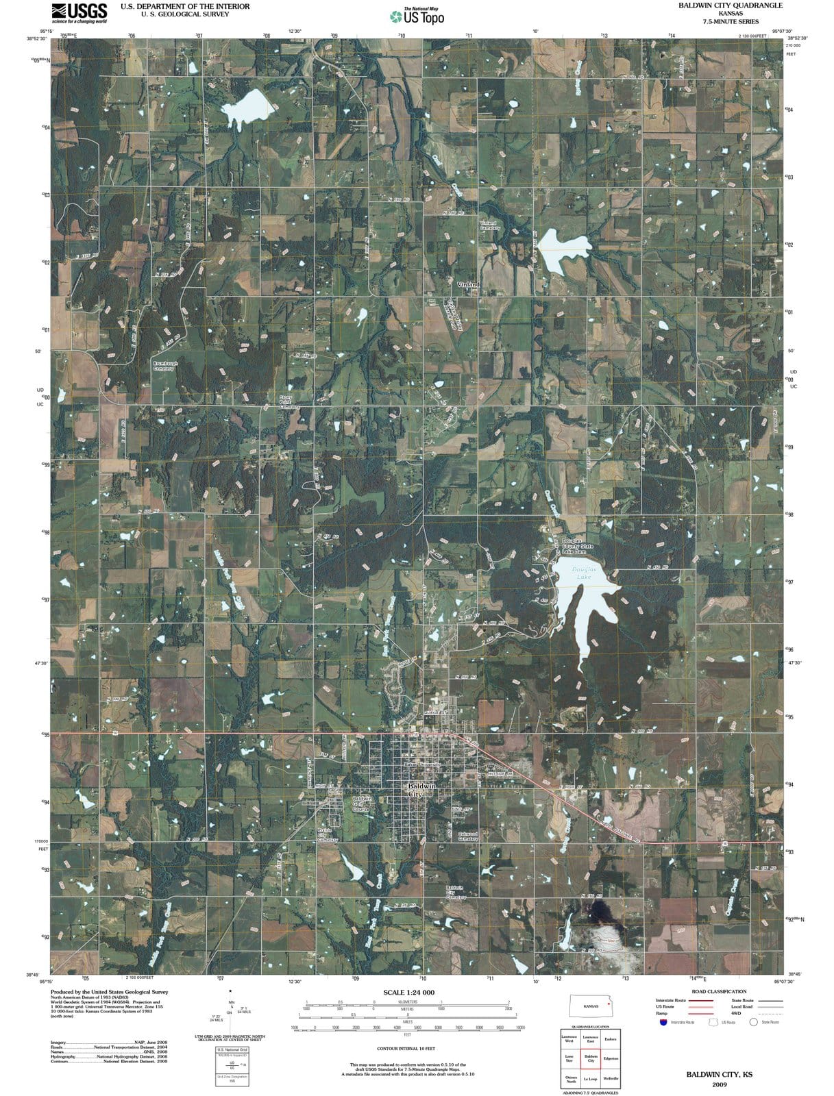 2009 Baldwin City, KS - Kansas - USGS Topographic Map