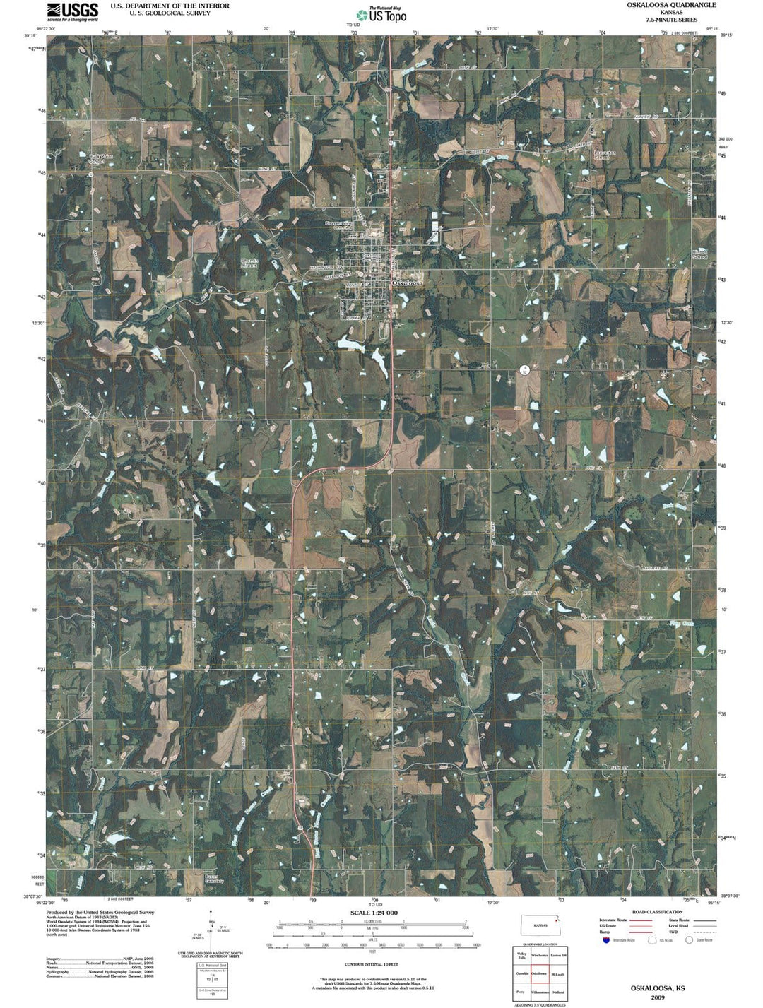 2009 Oskaloosa, KS - Kansas - USGS Topographic Map