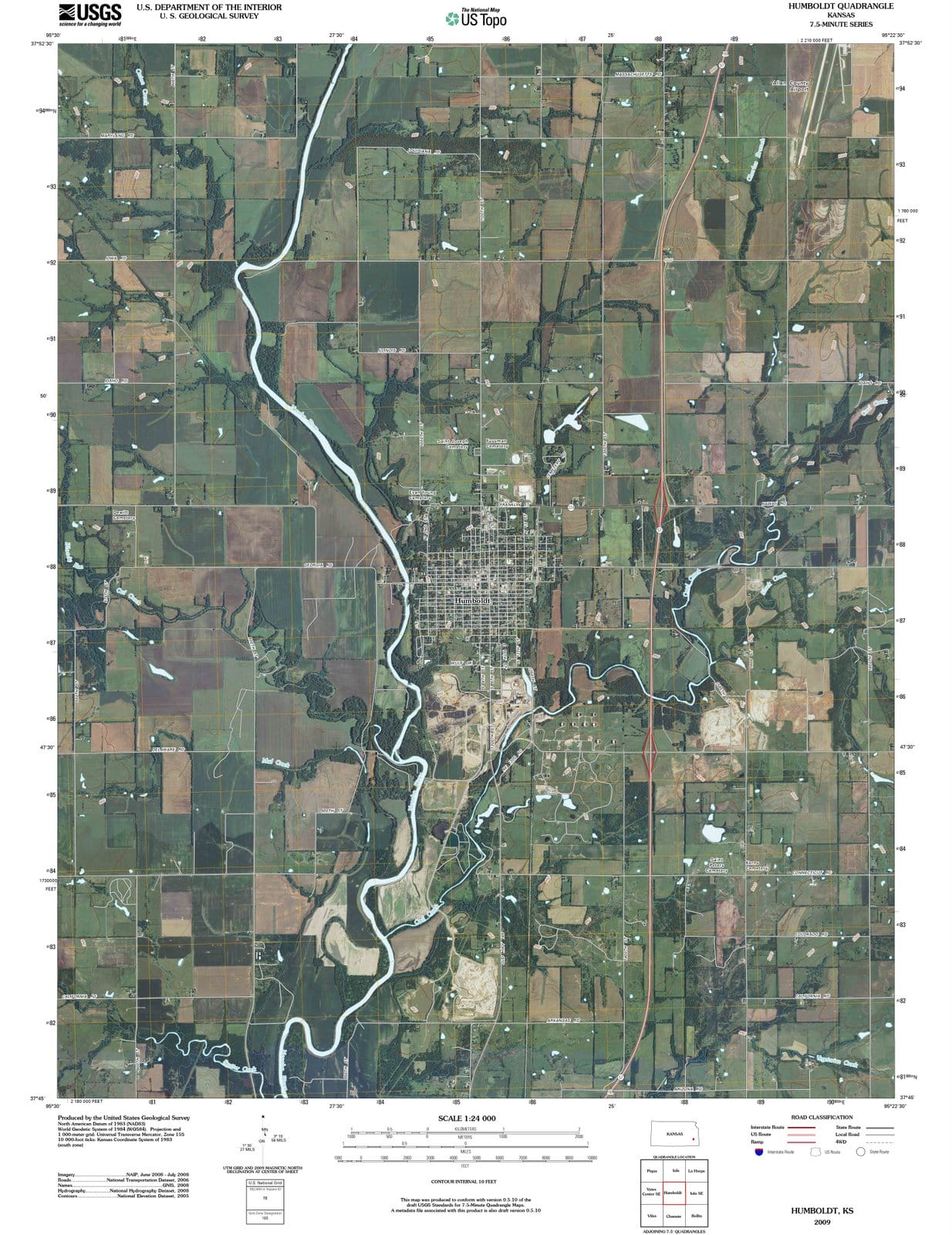 2009 Humboldt, KS - Kansas - USGS Topographic Map