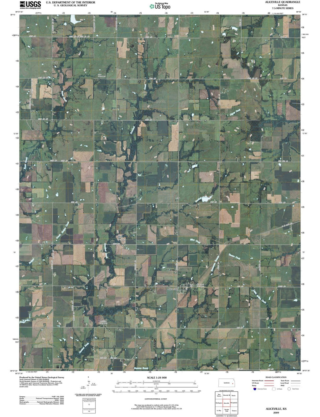 2009 Aliceville, KS - Kansas - USGS Topographic Map
