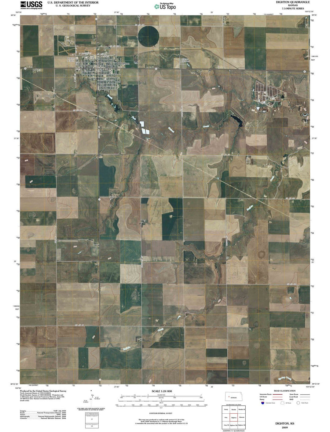 2009 Dighton, KS - Kansas - USGS Topographic Map