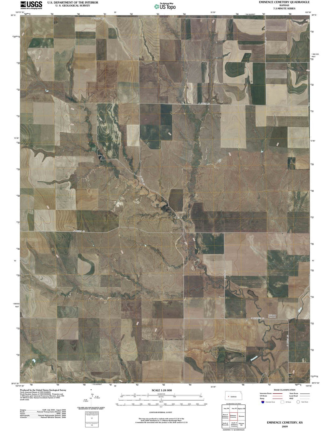 2009 Eminence Cemetery, KS - Kansas - USGS Topographic Map