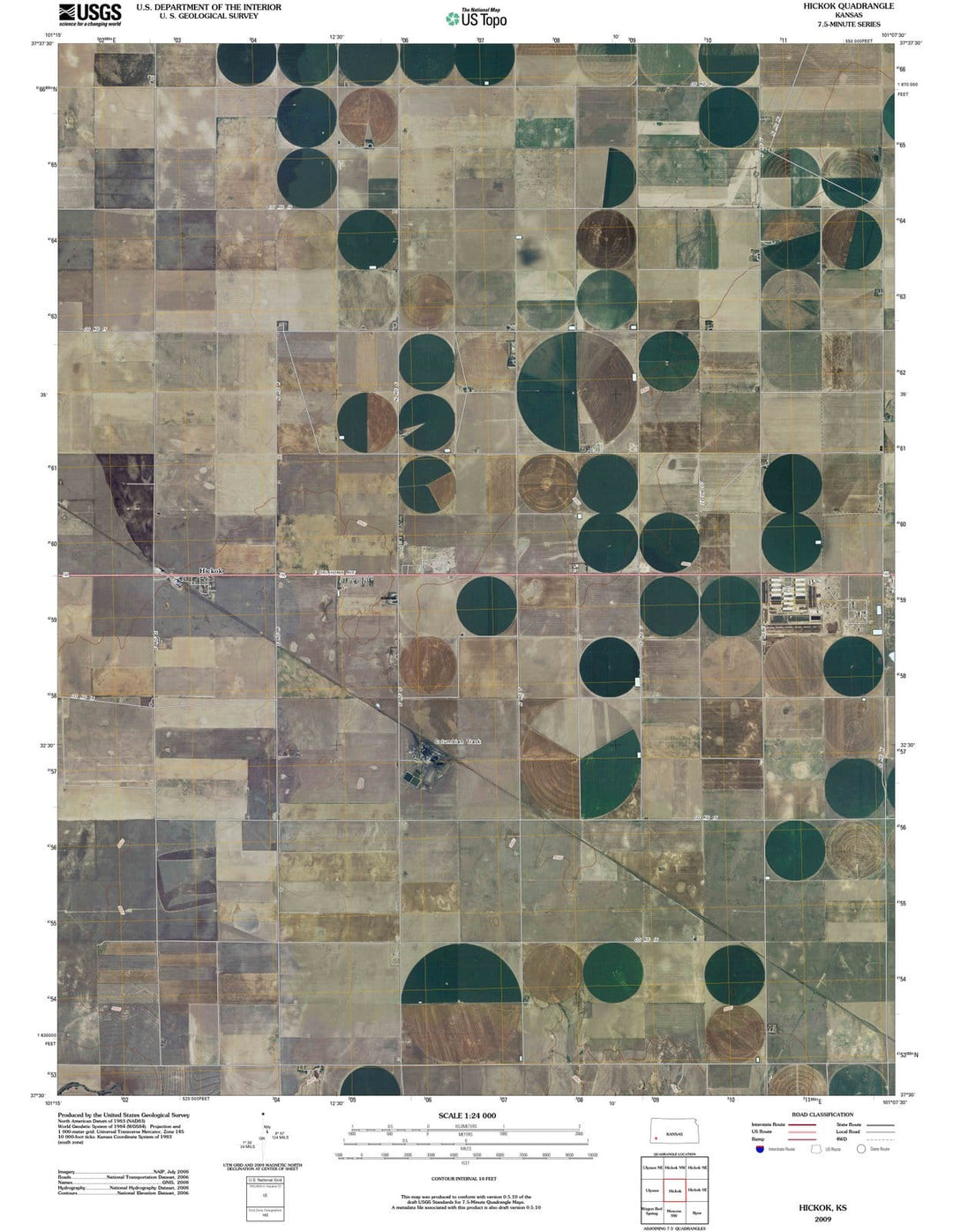 2009 Hickok, KS - Kansas - USGS Topographic Map