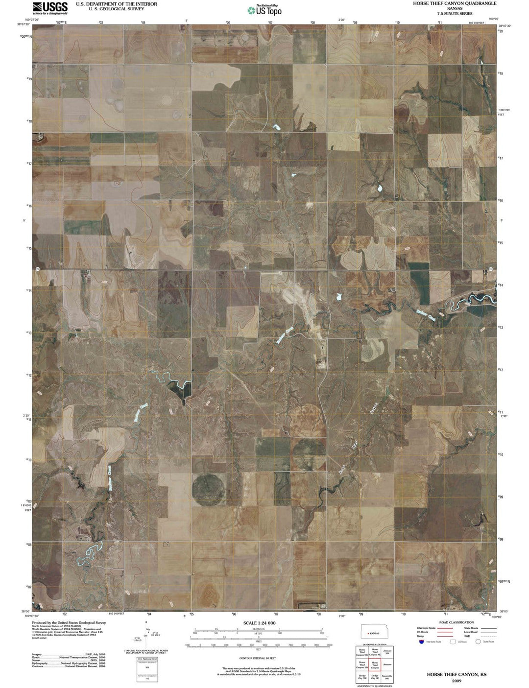 2009 Horse Thief Canyon, KS - Kansas - USGS Topographic Map
