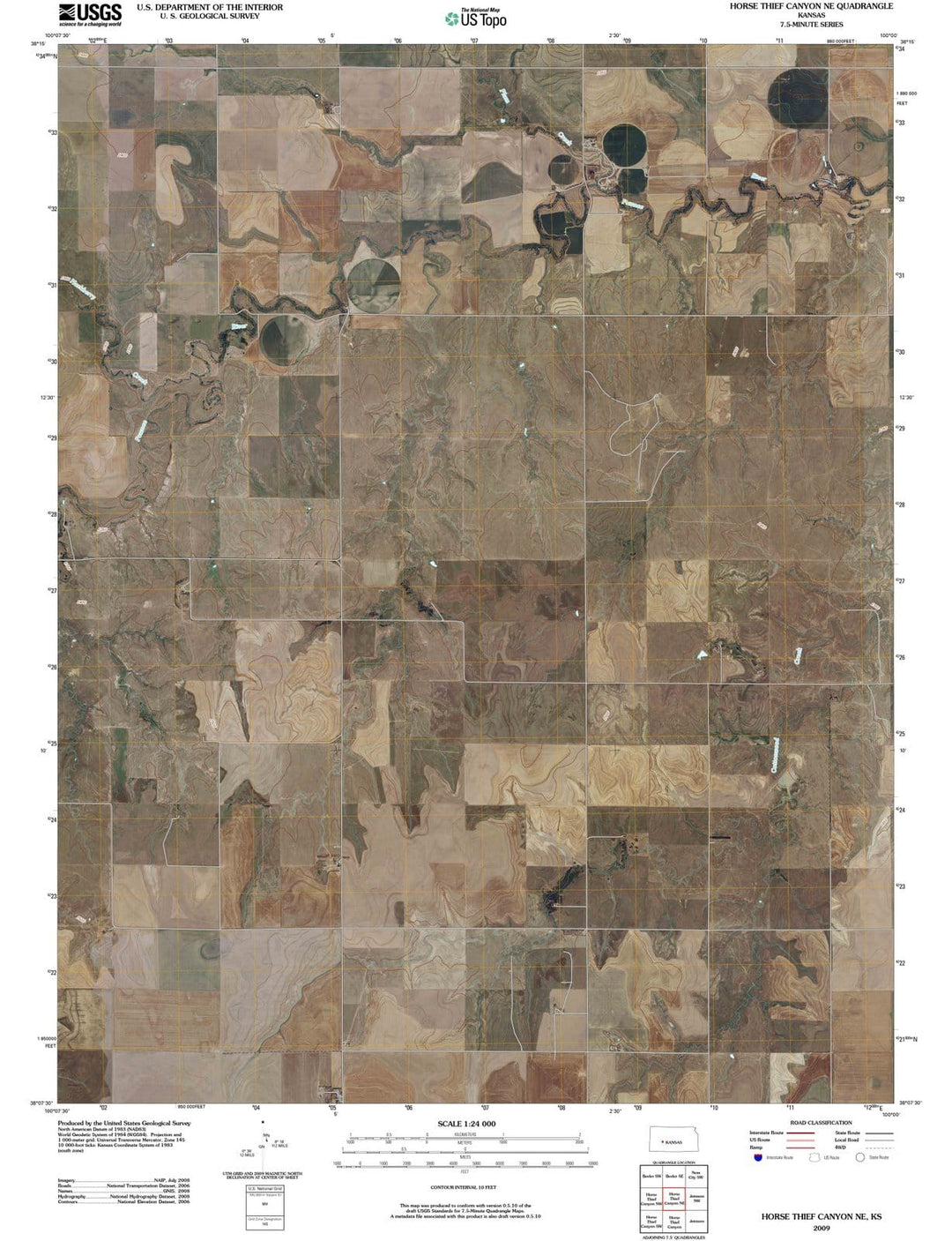 2009 Horse Thief Canyon, KS - Kansas - USGS Topographic Map