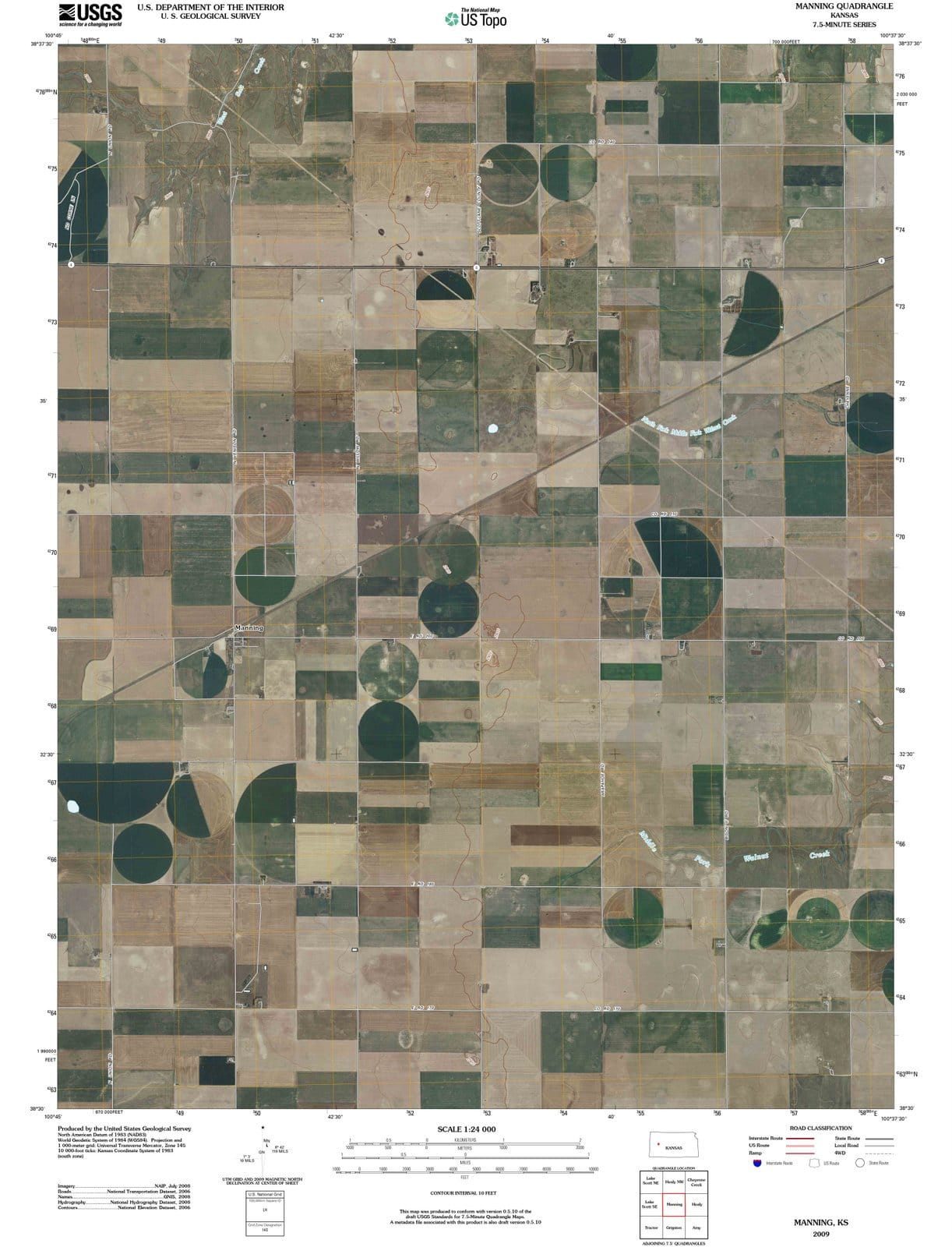 2009 Manning, KS - Kansas - USGS Topographic Map