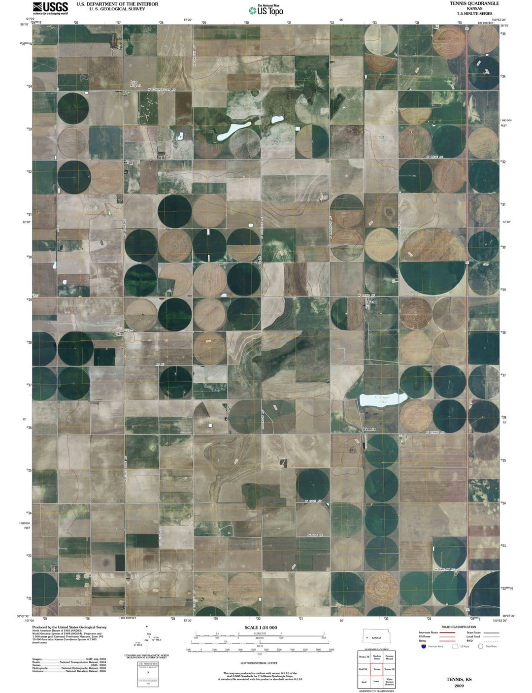 2009 Tennis, KS - Kansas - USGS Topographic Map