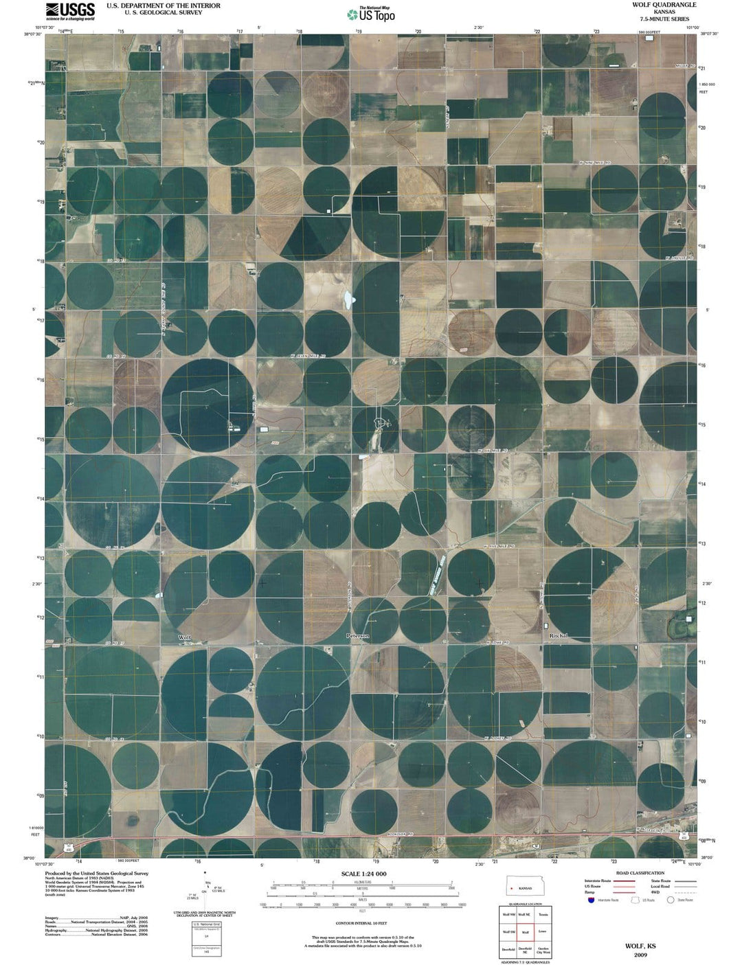 2009 Wolf, KS - Kansas - USGS Topographic Map