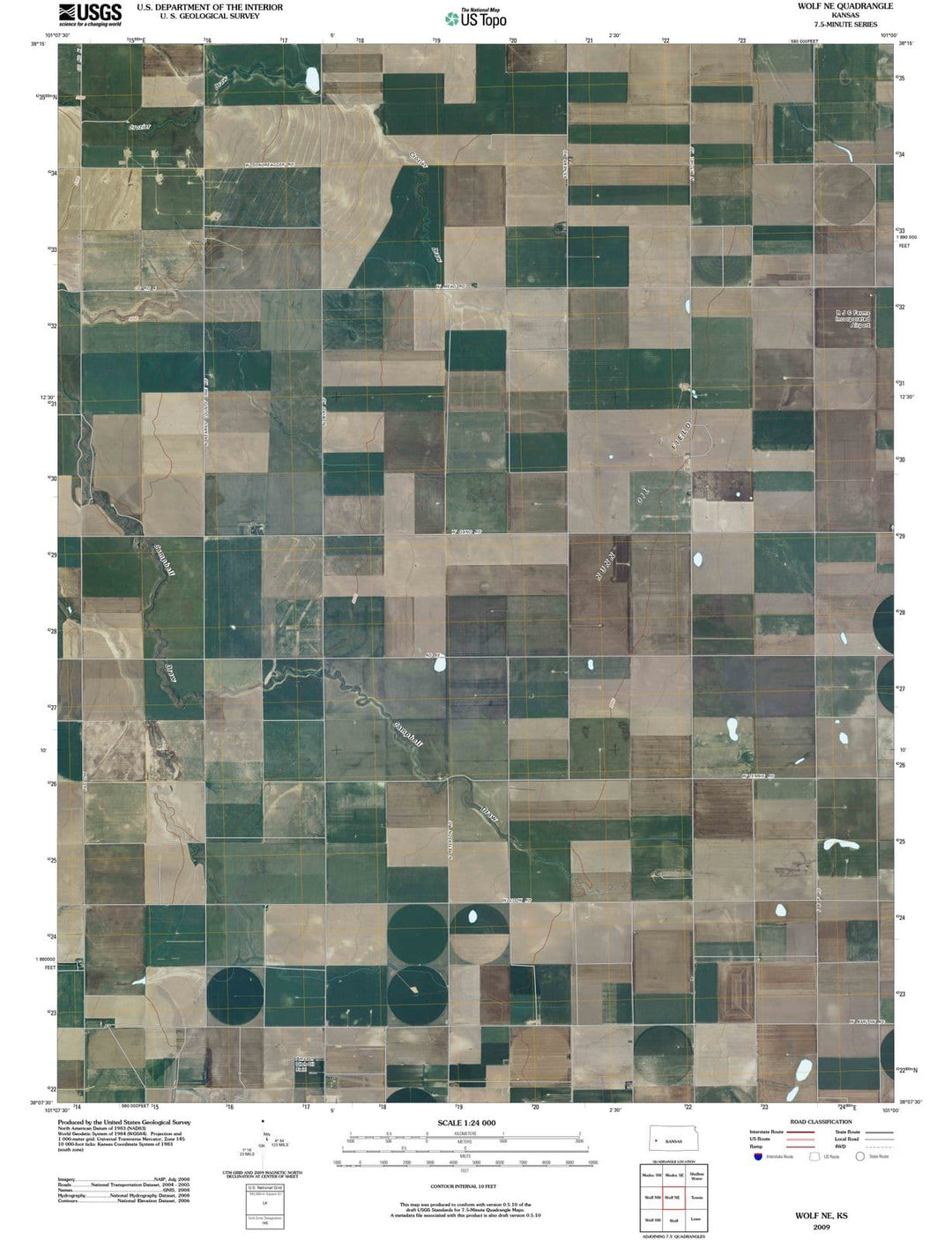 2009 Wolf, KS - Kansas - USGS Topographic Map