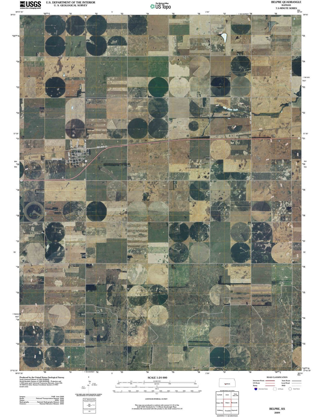 2009 Belpre, KS - Kansas - USGS Topographic Map