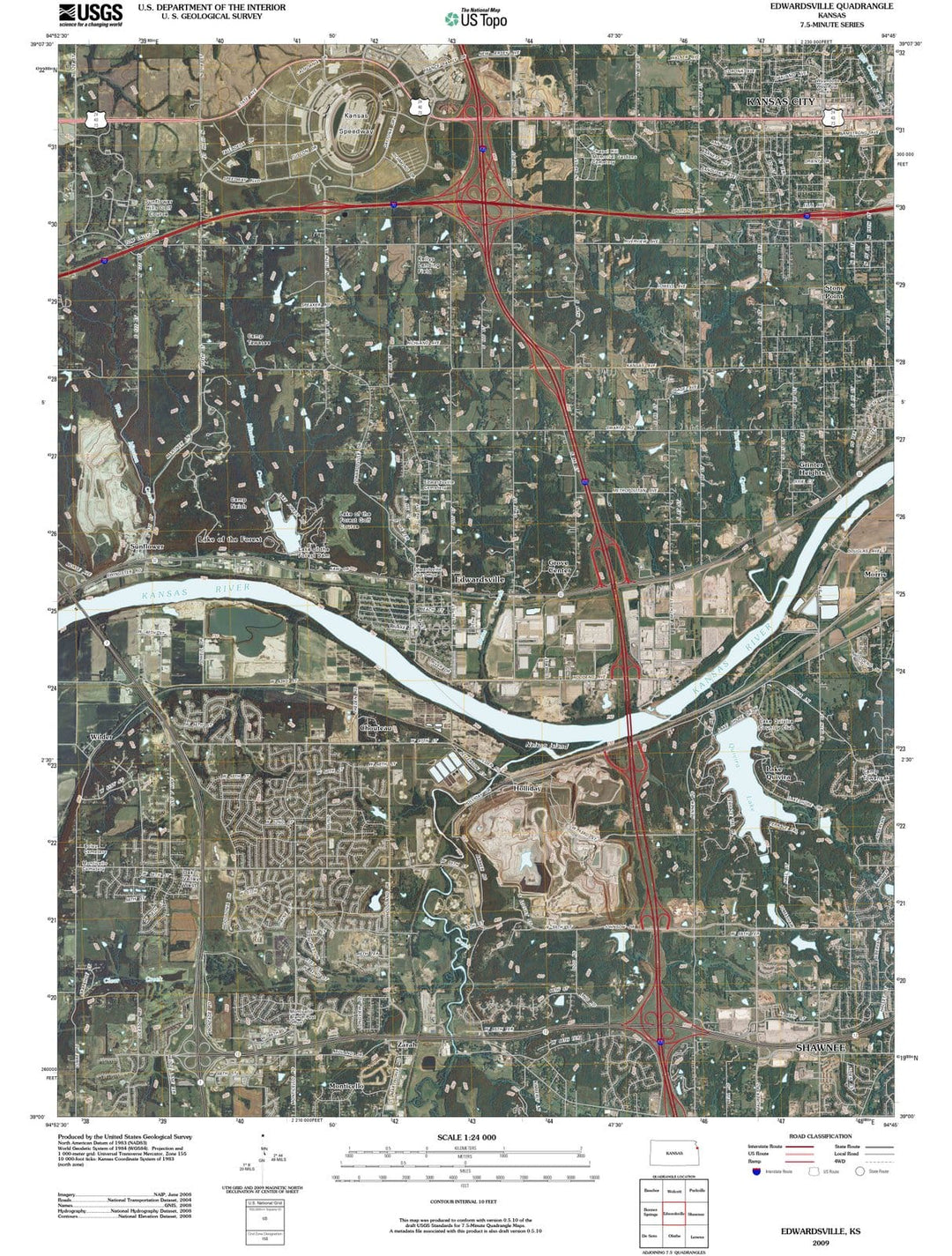 2009 Edwardsville, KS - Kansas - USGS Topographic Map