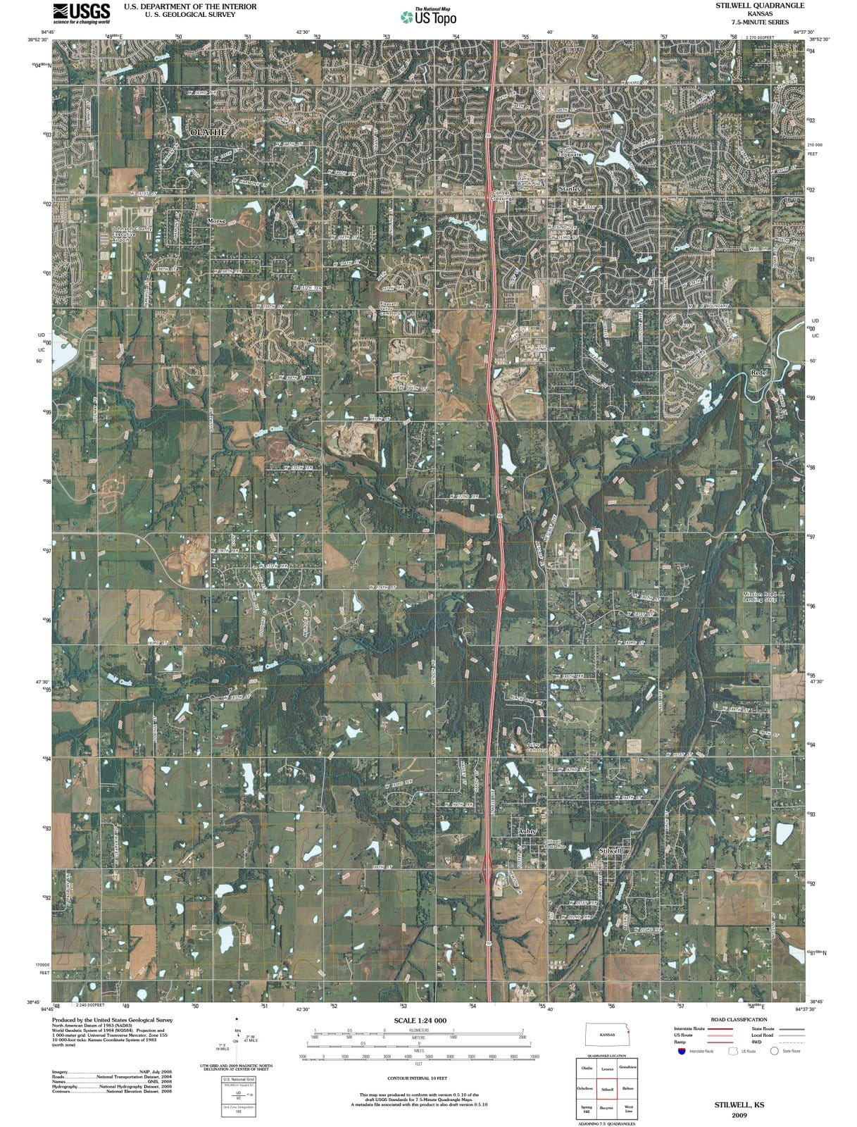 2009 Stilwell, KS Kansas USGS Topographic Map Historic Pictoric