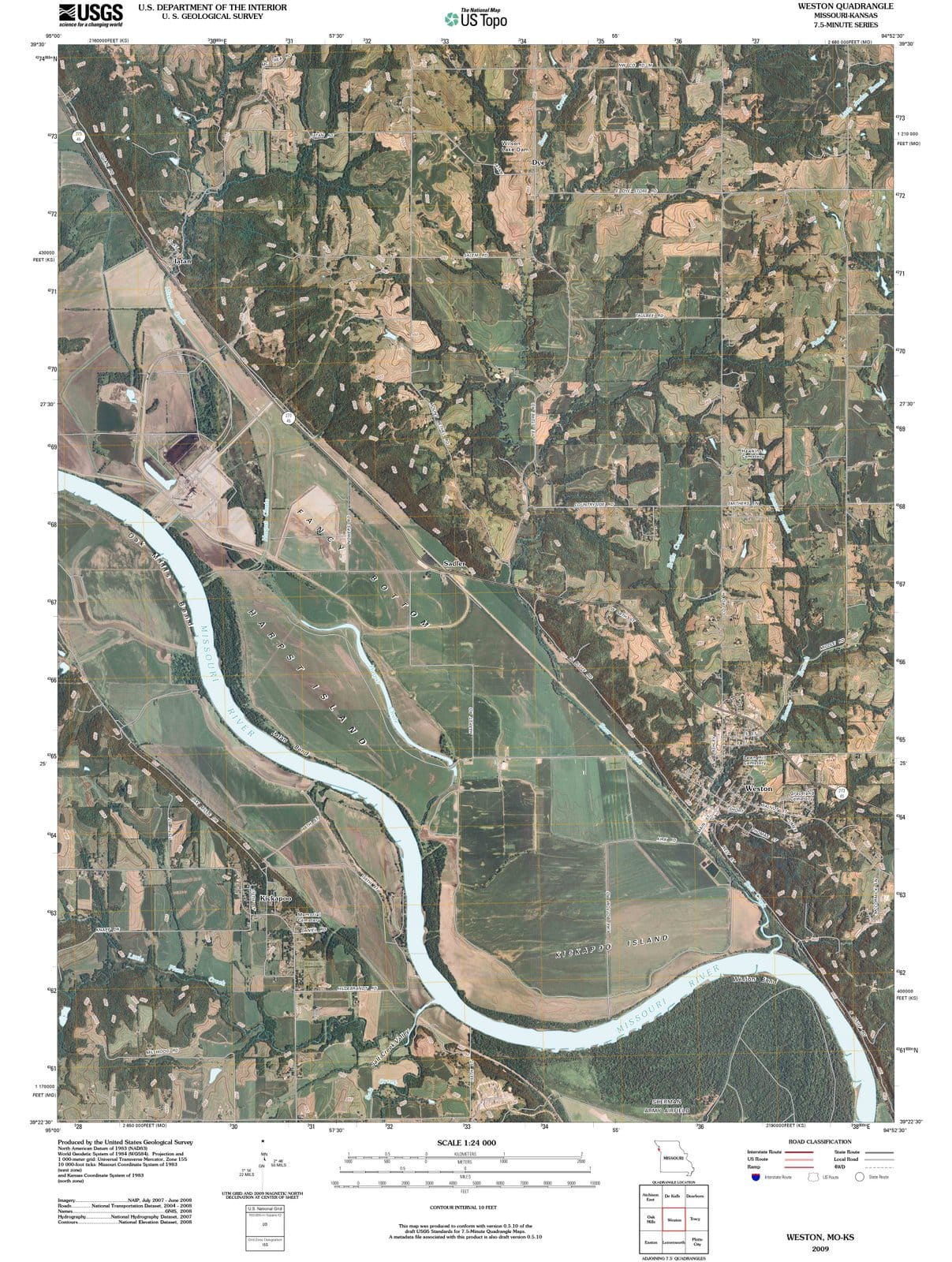 2009 Weston, MO - Missouri - USGS Topographic Map