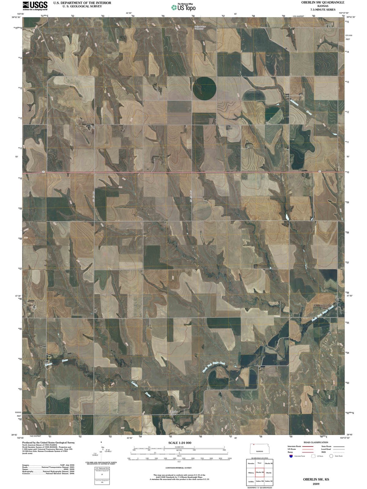 2009 Oberlin, KS - Kansas - USGS Topographic Map