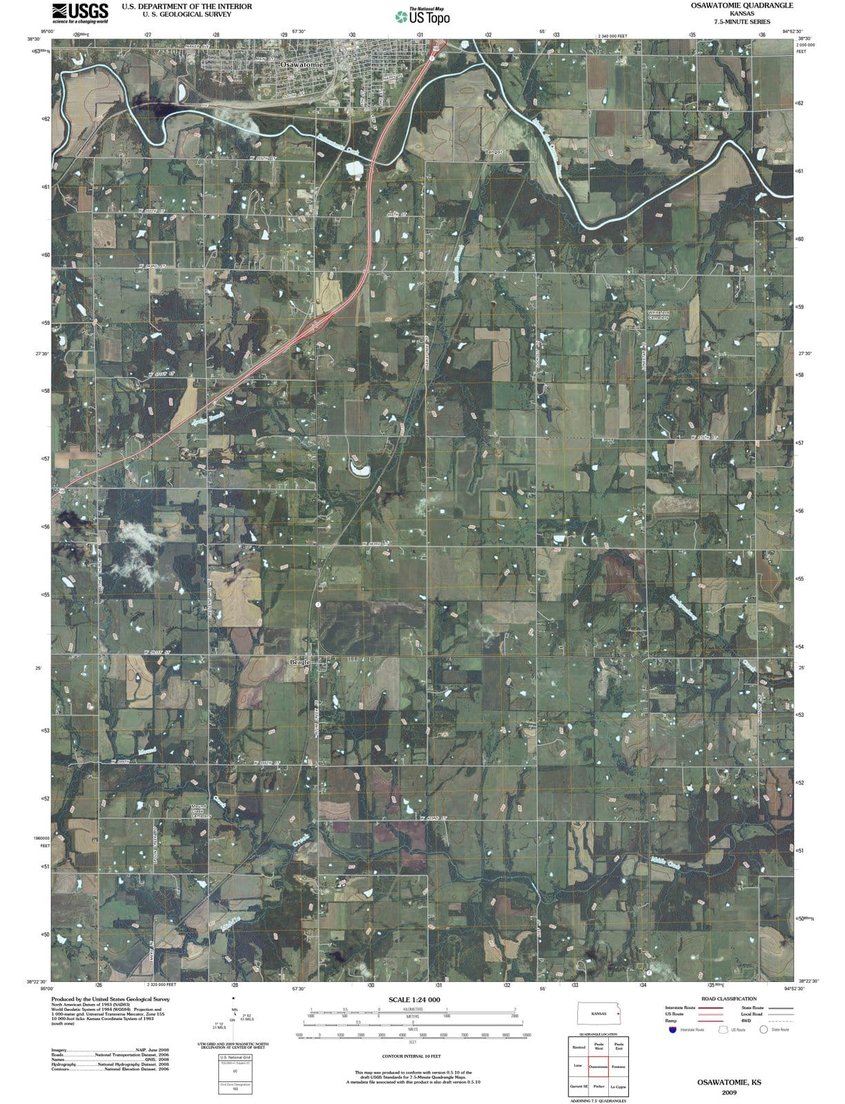2009 Osawatomie, KS - Kansas - USGS Topographic Map