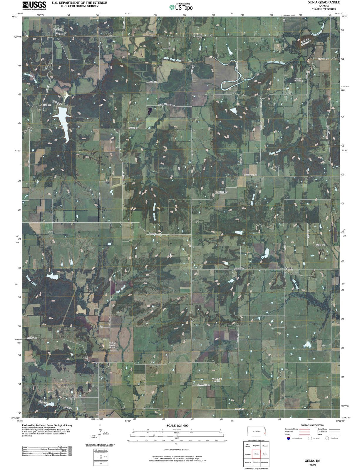 2009 Xenia, KS - Kansas - USGS Topographic Map