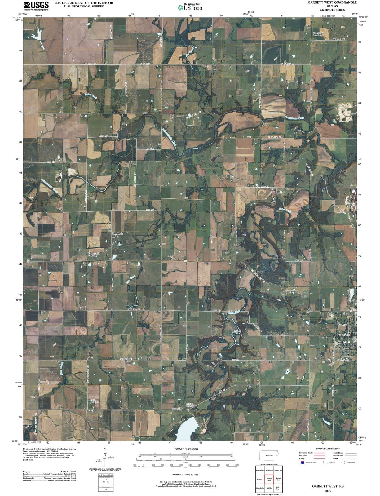 2010 Garnett West, KS - Kansas - USGS Topographic Map