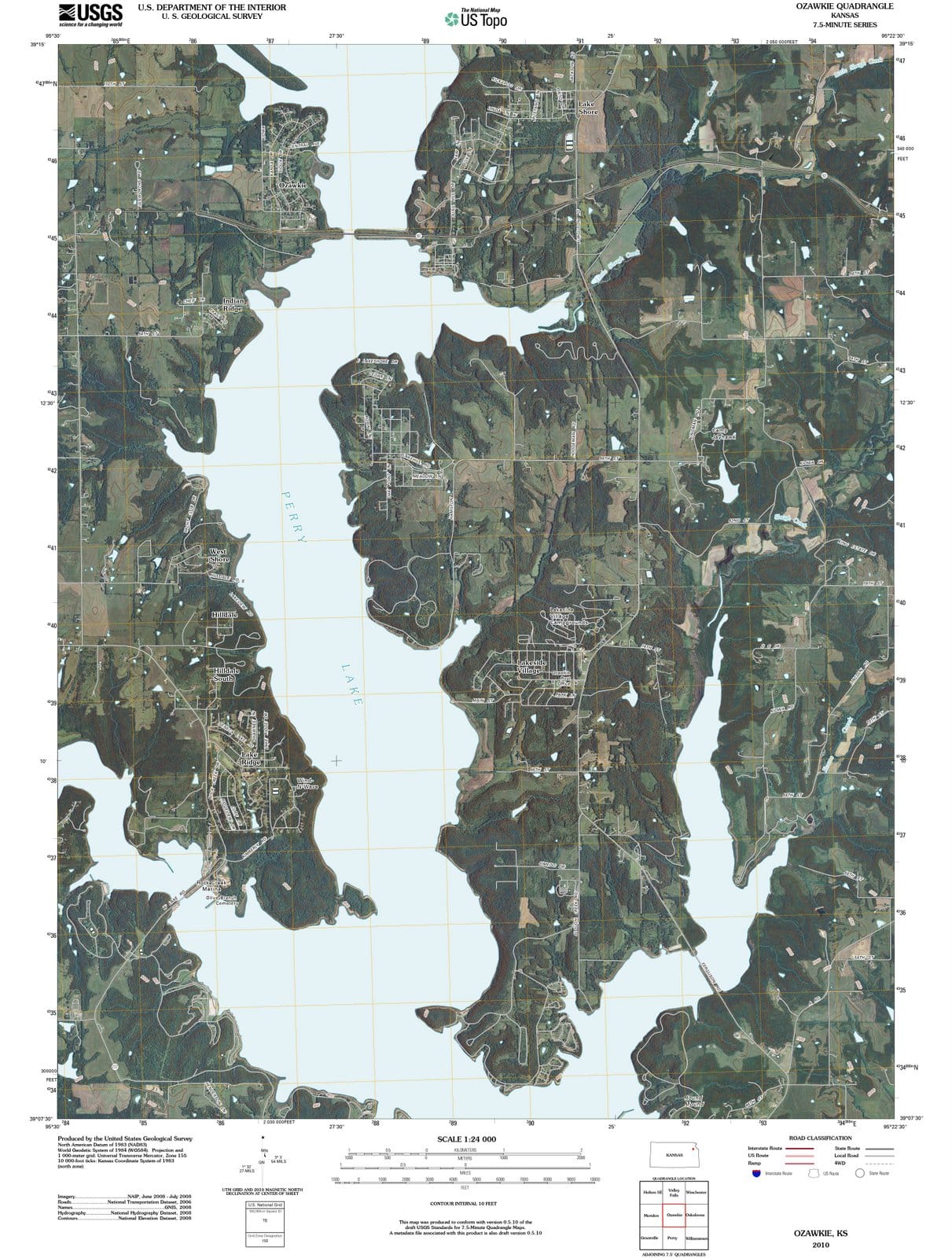 2010 Ozawkie, KS - Kansas - USGS Topographic Map