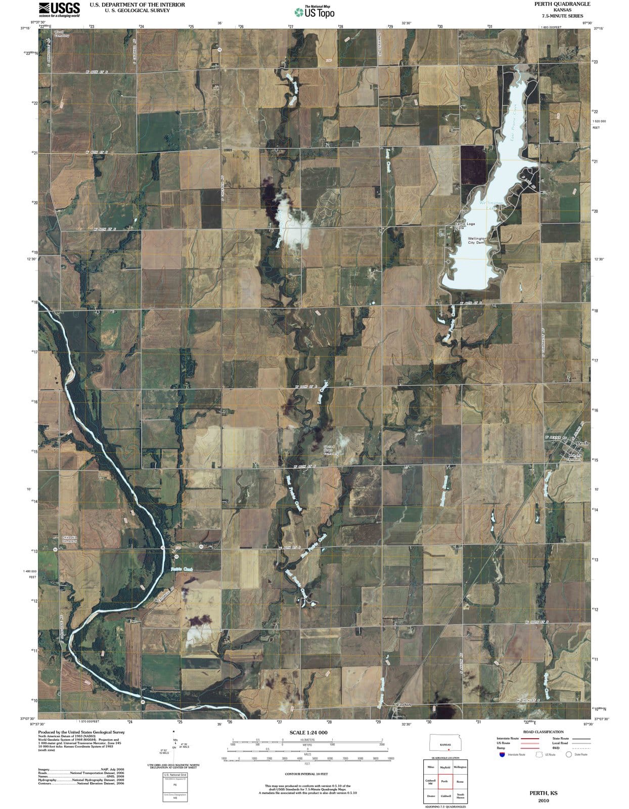 2010 Perth, KS - Kansas - USGS Topographic Map