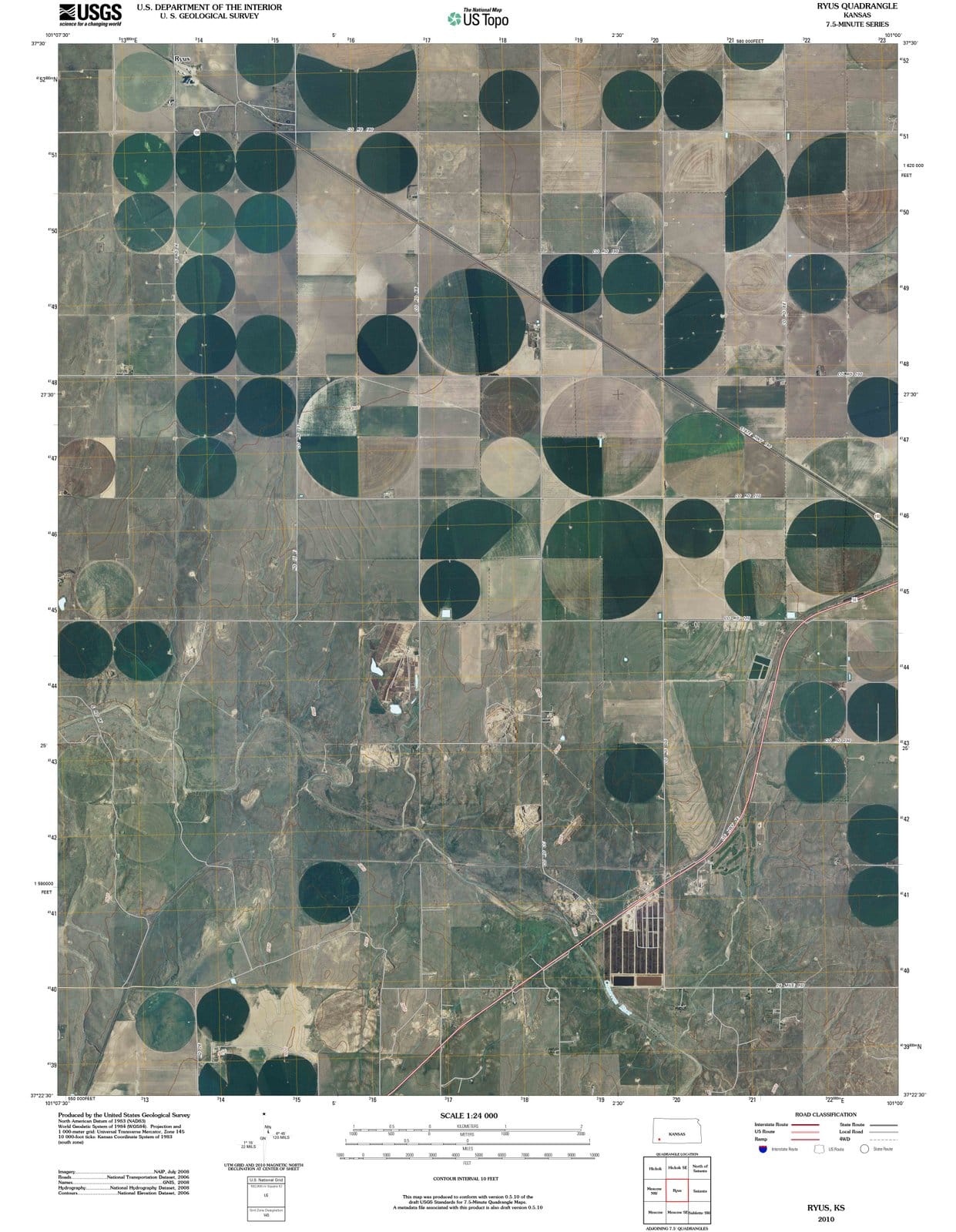 2010 Ryus, KS - Kansas - USGS Topographic Map