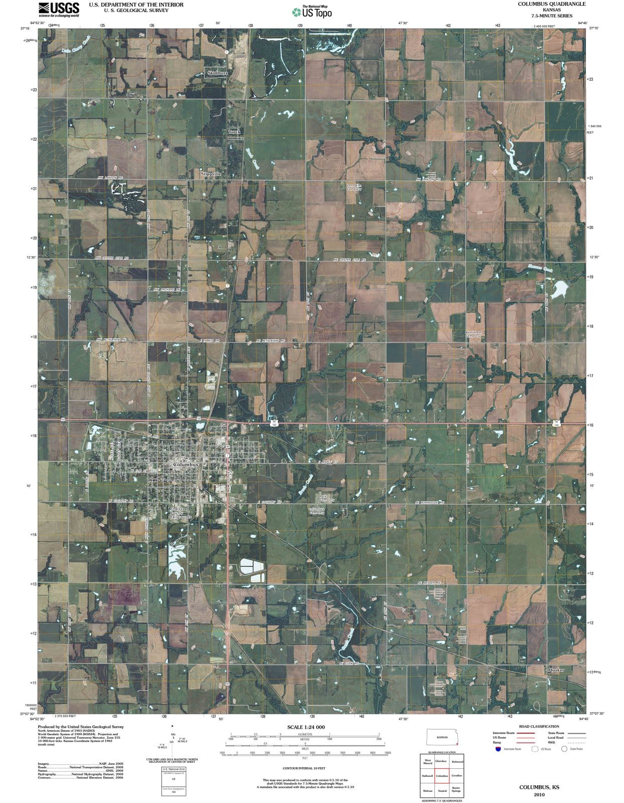2010 Columbus, KS - Kansas - USGS Topographic Map