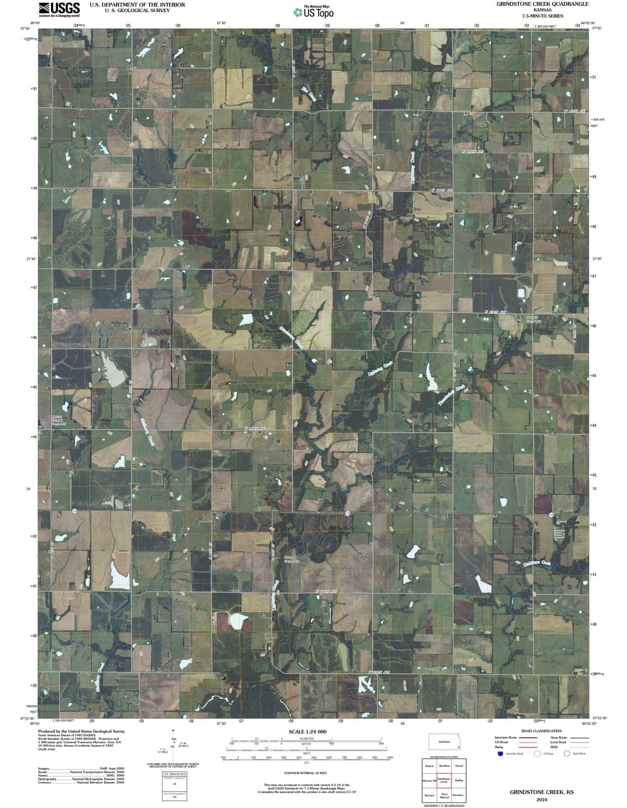 2010 Grindstone Creek, KS - Kansas - USGS Topographic Map
