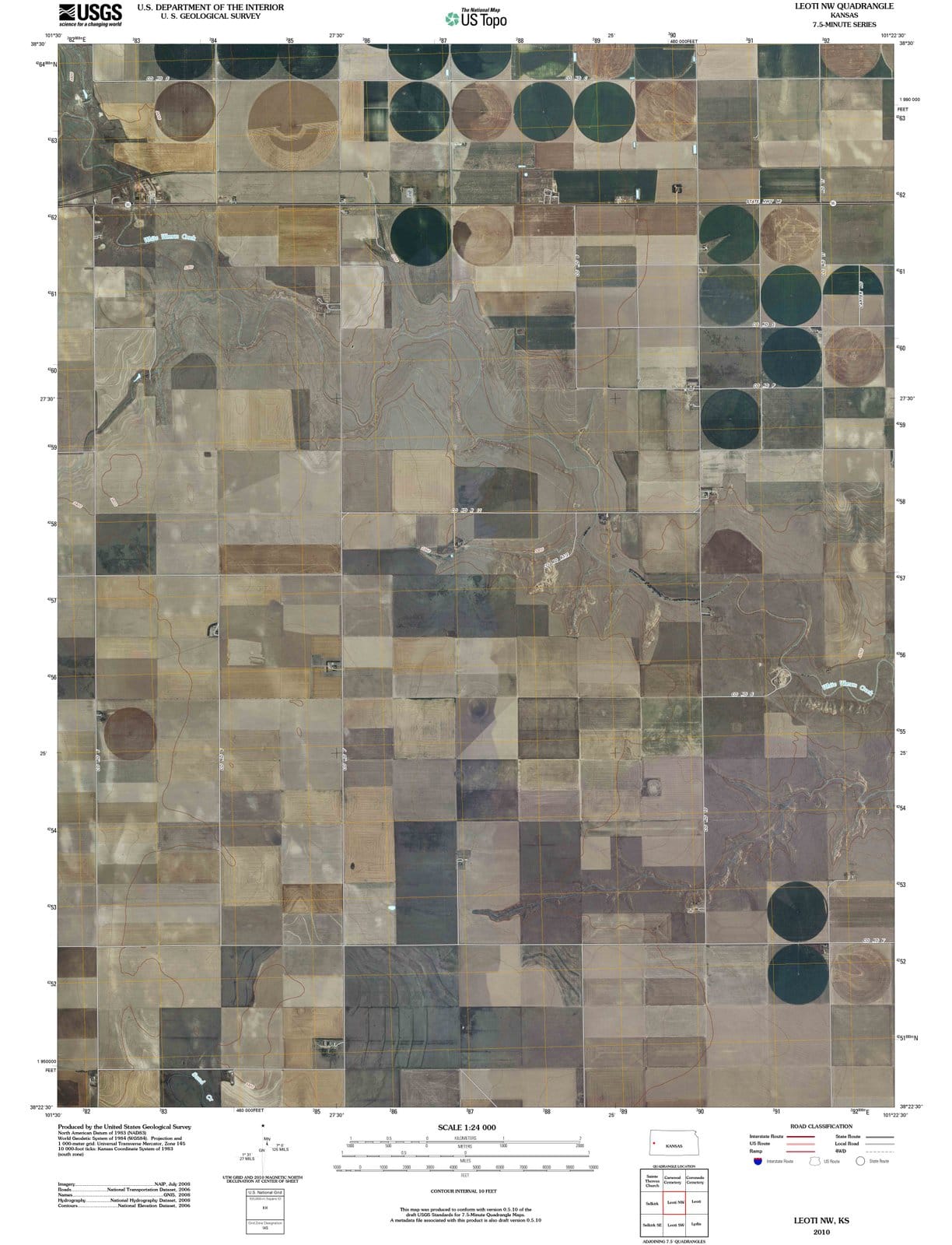 2010 Leoti, KS - Kansas - USGS Topographic Map