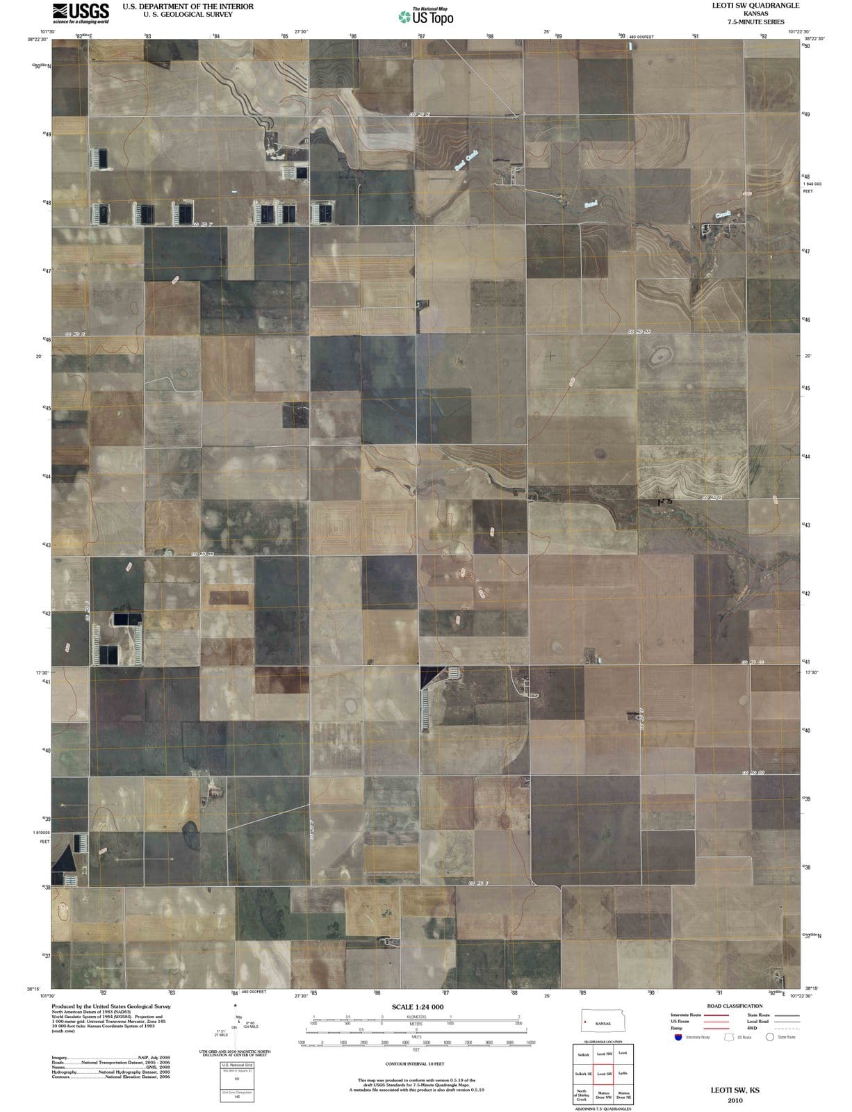 2010 Leoti, KS - Kansas - USGS Topographic Map
