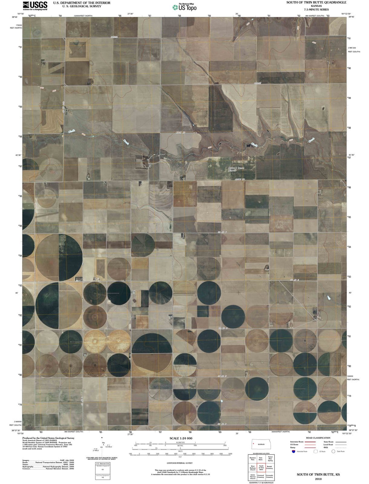 2010 South of Twin Butte, KS - Kansas - USGS Topographic Map