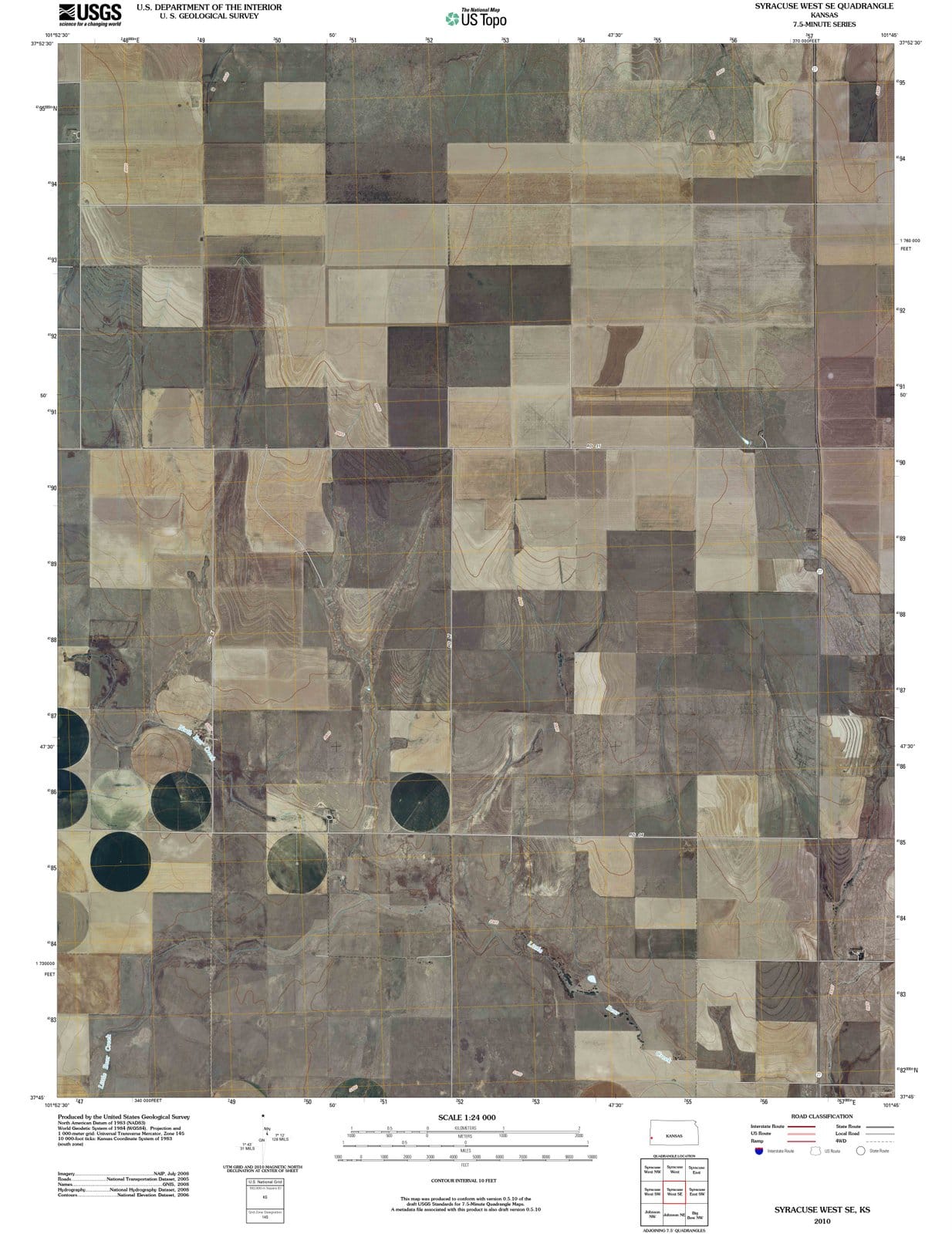 2010 Syracuse West, KS - Kansas - USGS Topographic Map