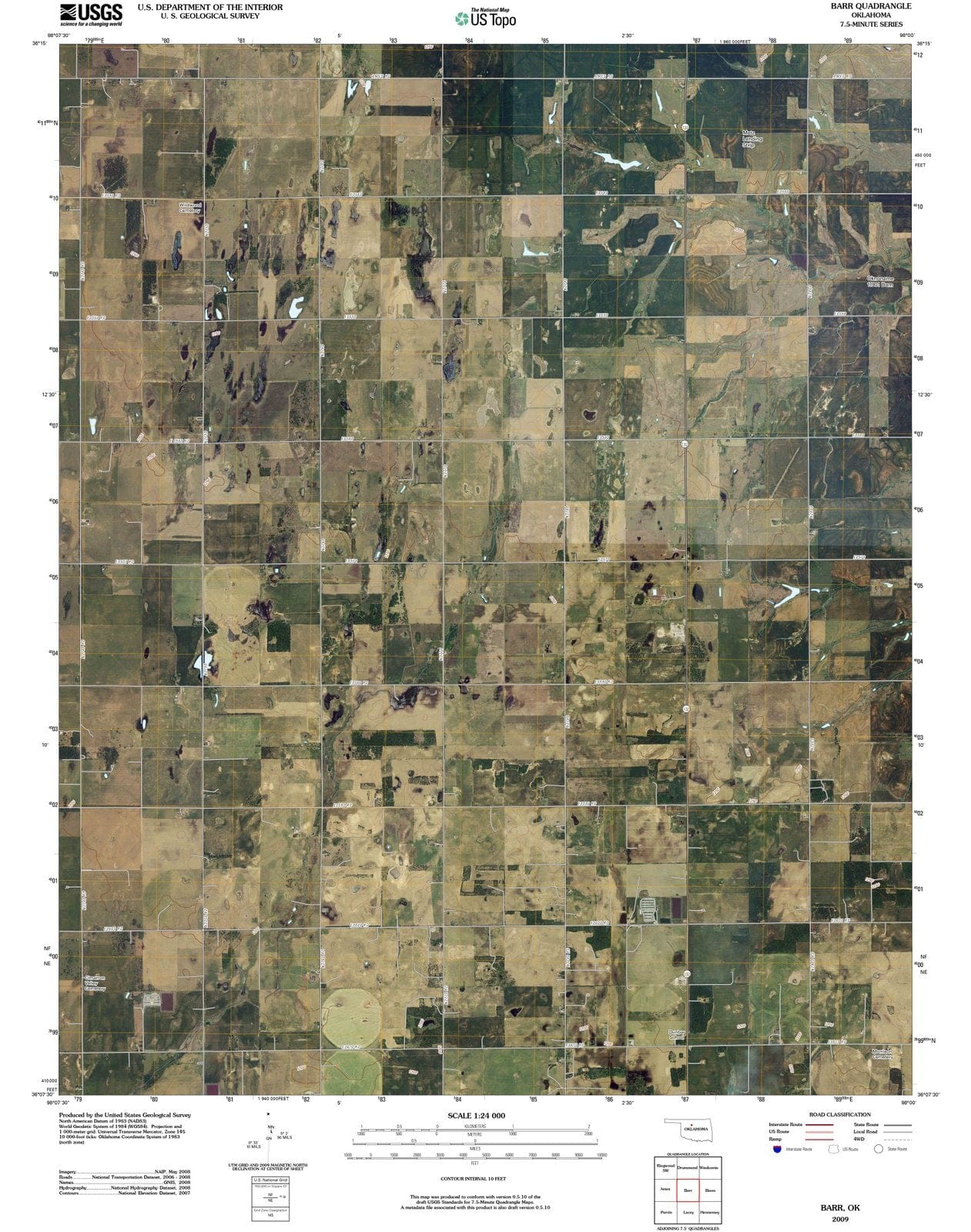 2009 Barr, OK - Oklahoma - USGS Topographic Map