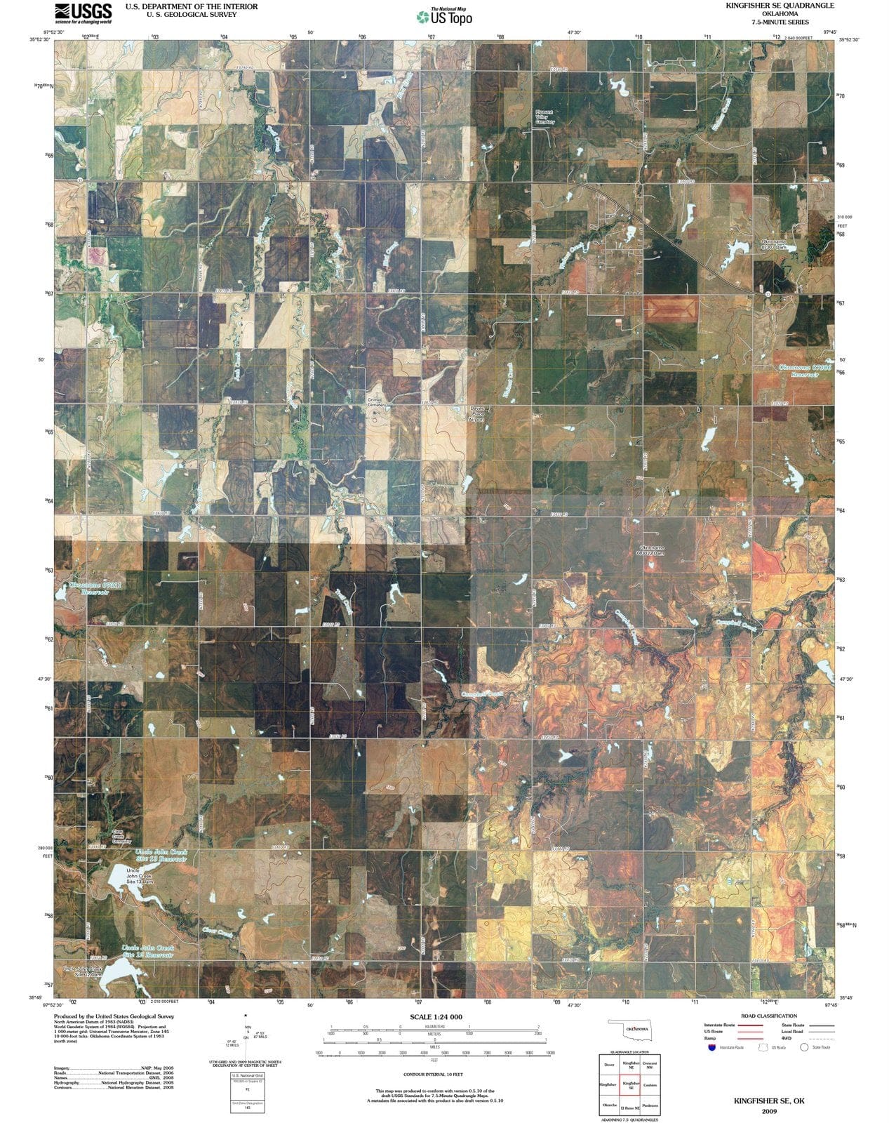 2009 Kingfisher, OK - Oklahoma - USGS Topographic Map