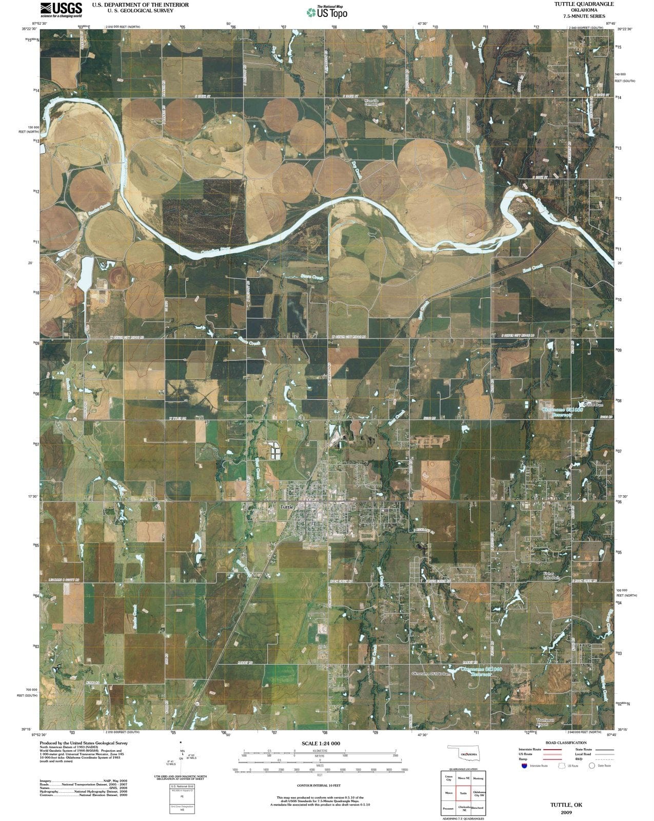 2009 Tuttle, OK - Oklahoma - USGS Topographic Map