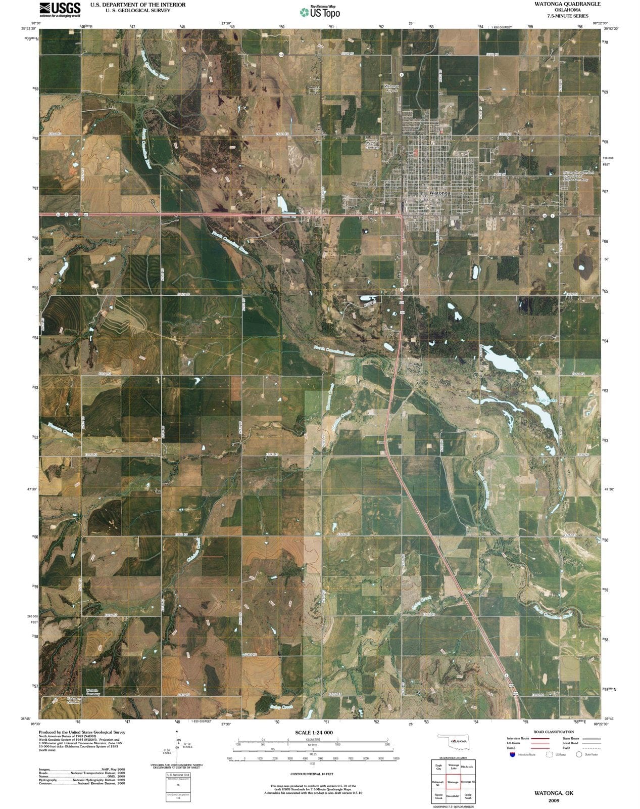 2009 Watonga, OK - Oklahoma - USGS Topographic Map