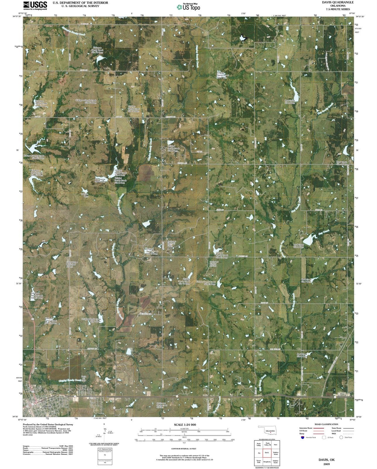 2009 Davis, OK - Oklahoma - USGS Topographic Map