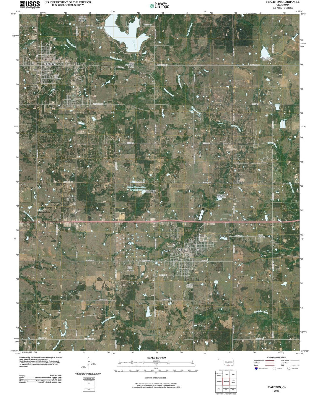 2009 Healdton, OK - Oklahoma - USGS Topographic Map