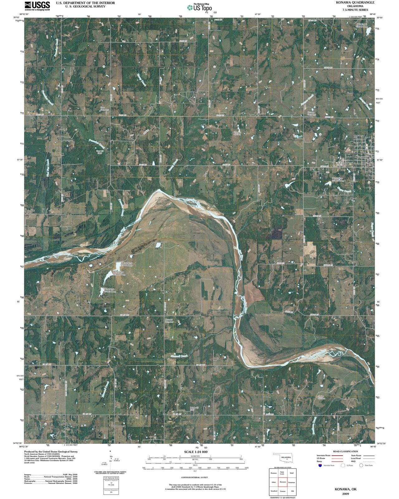2009 Konawa, OK - Oklahoma - USGS Topographic Map