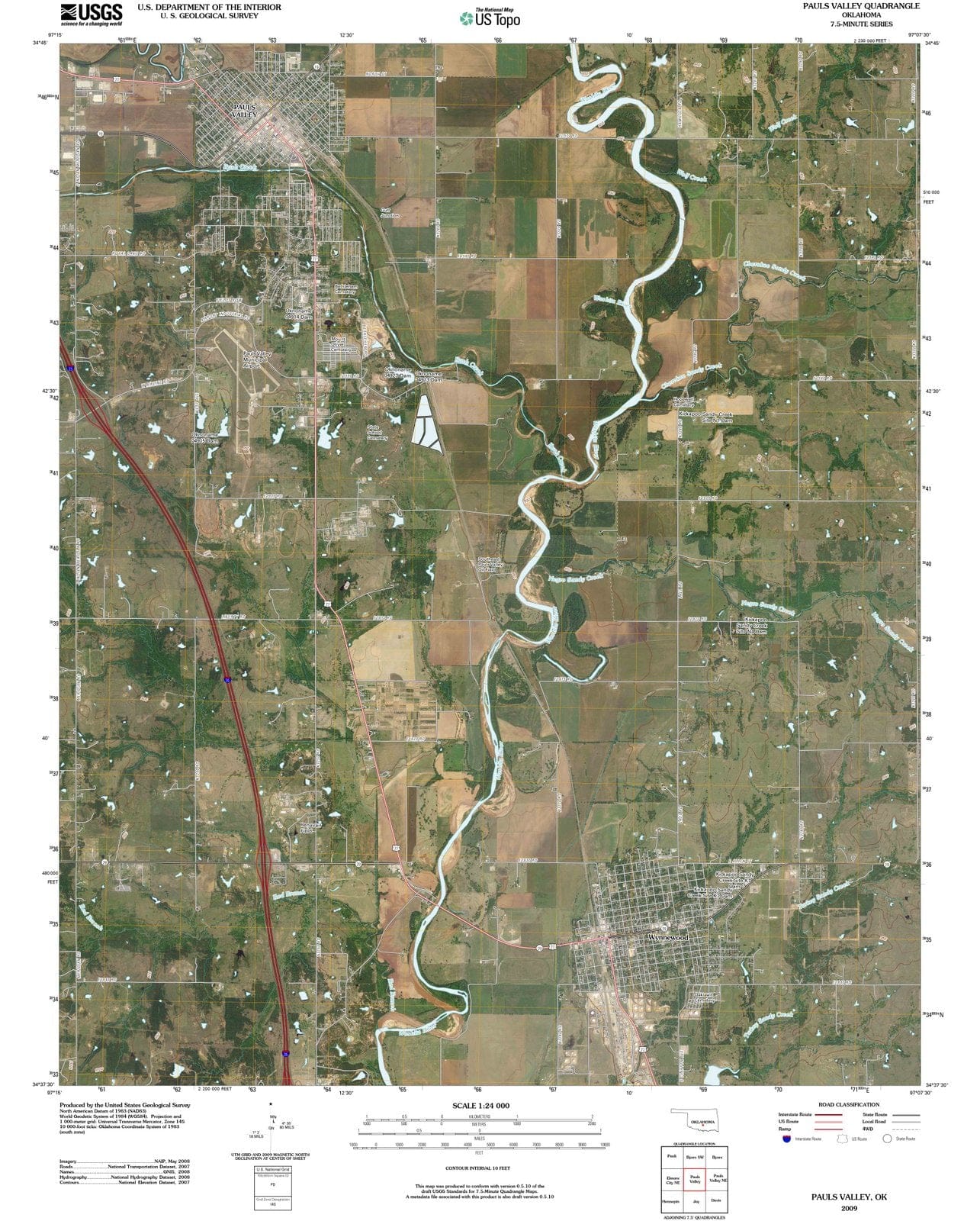 2009 Pauls Valley, OK - Oklahoma - USGS Topographic Map
