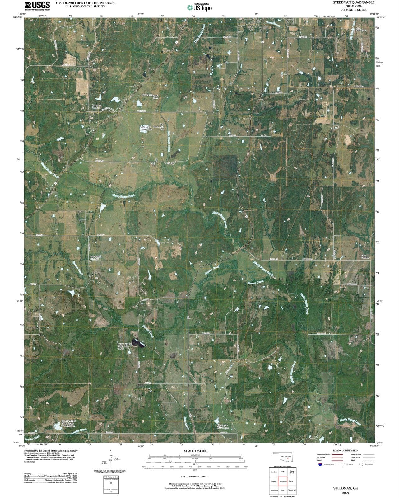 2009 Steedman, OK - Oklahoma - USGS Topographic Map