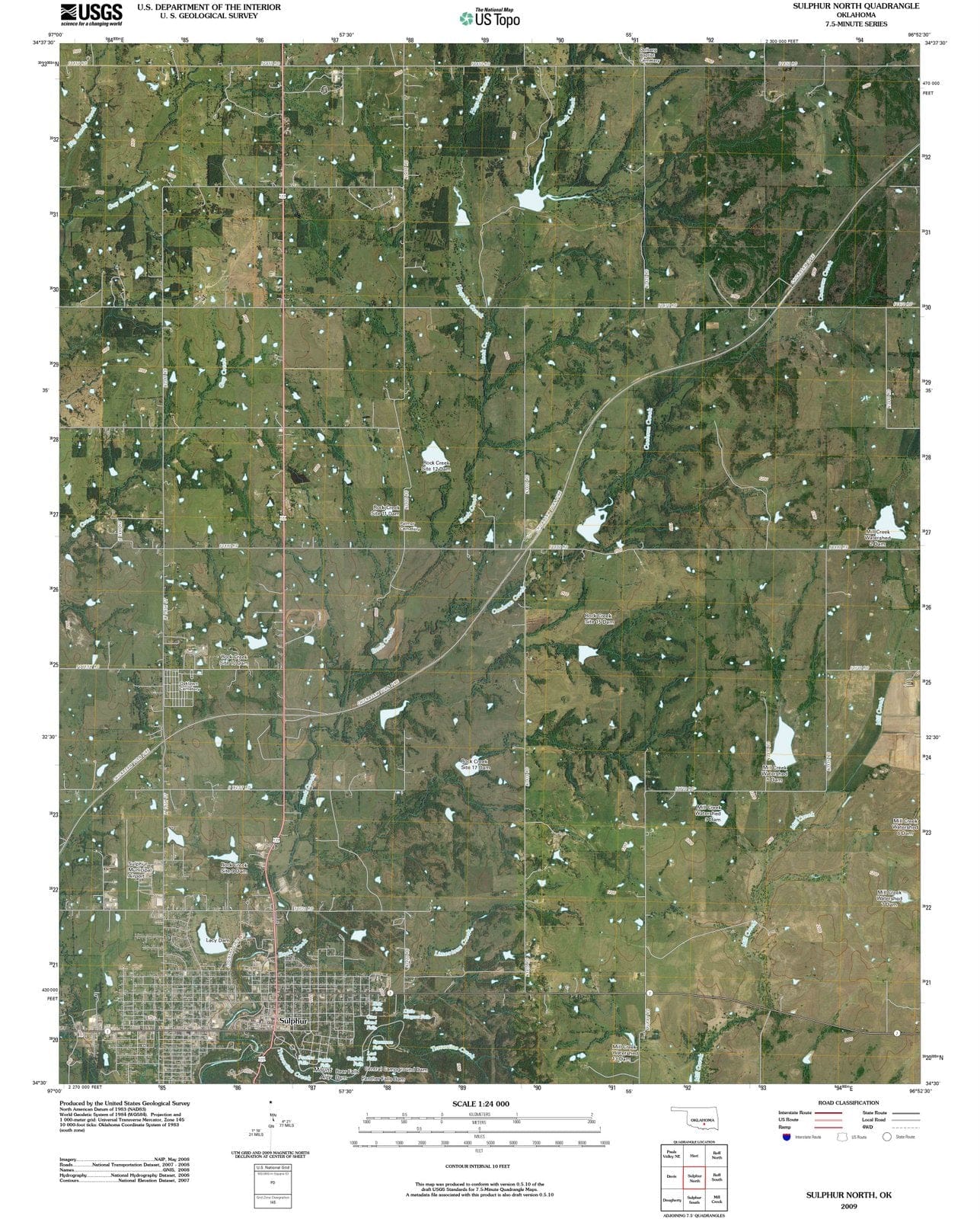 2009 Sulphur North, OK - Oklahoma - USGS Topographic Map