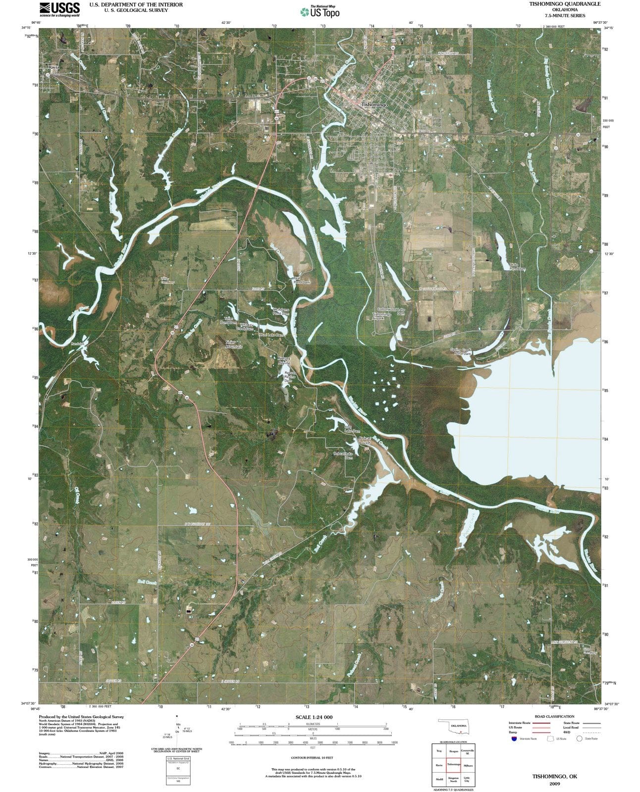 2009 Tishomingo, OK - Oklahoma - USGS Topographic Map