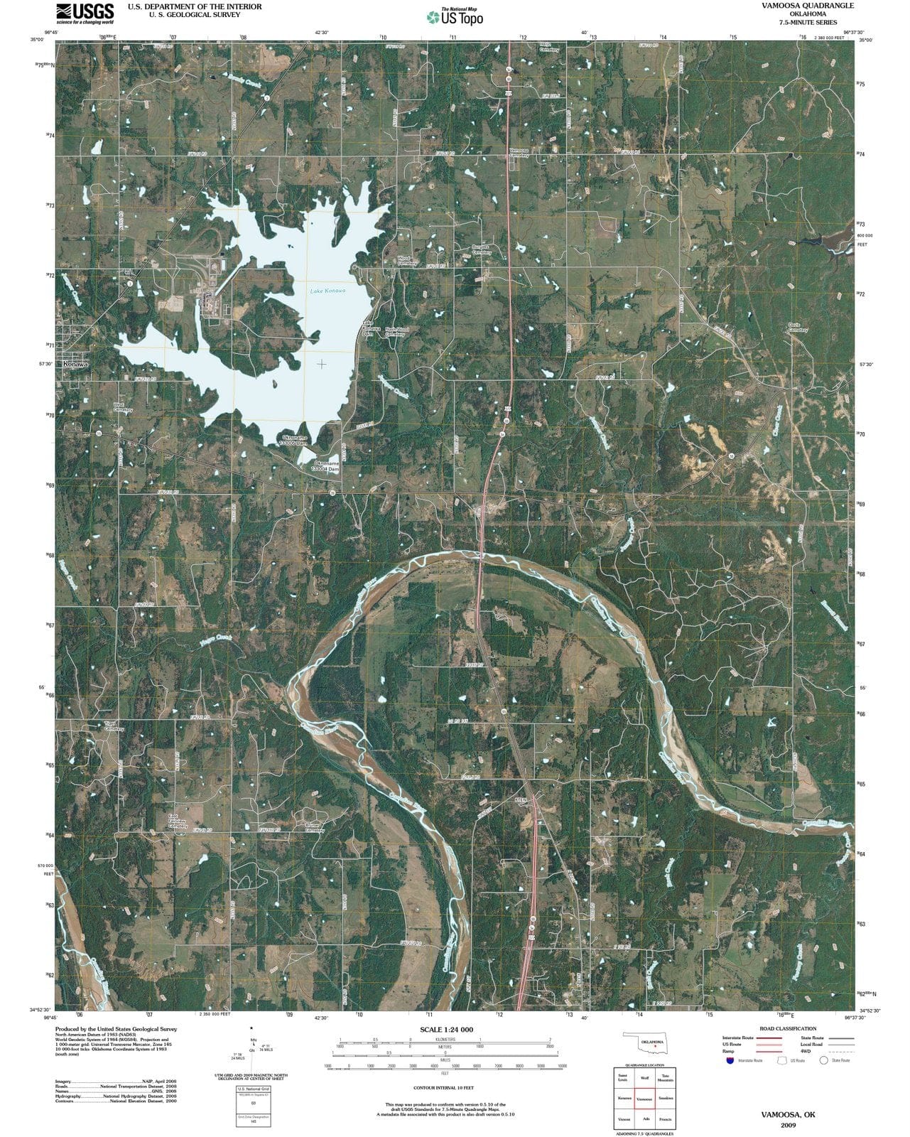 2009 Vamoosa, OK - Oklahoma - USGS Topographic Map