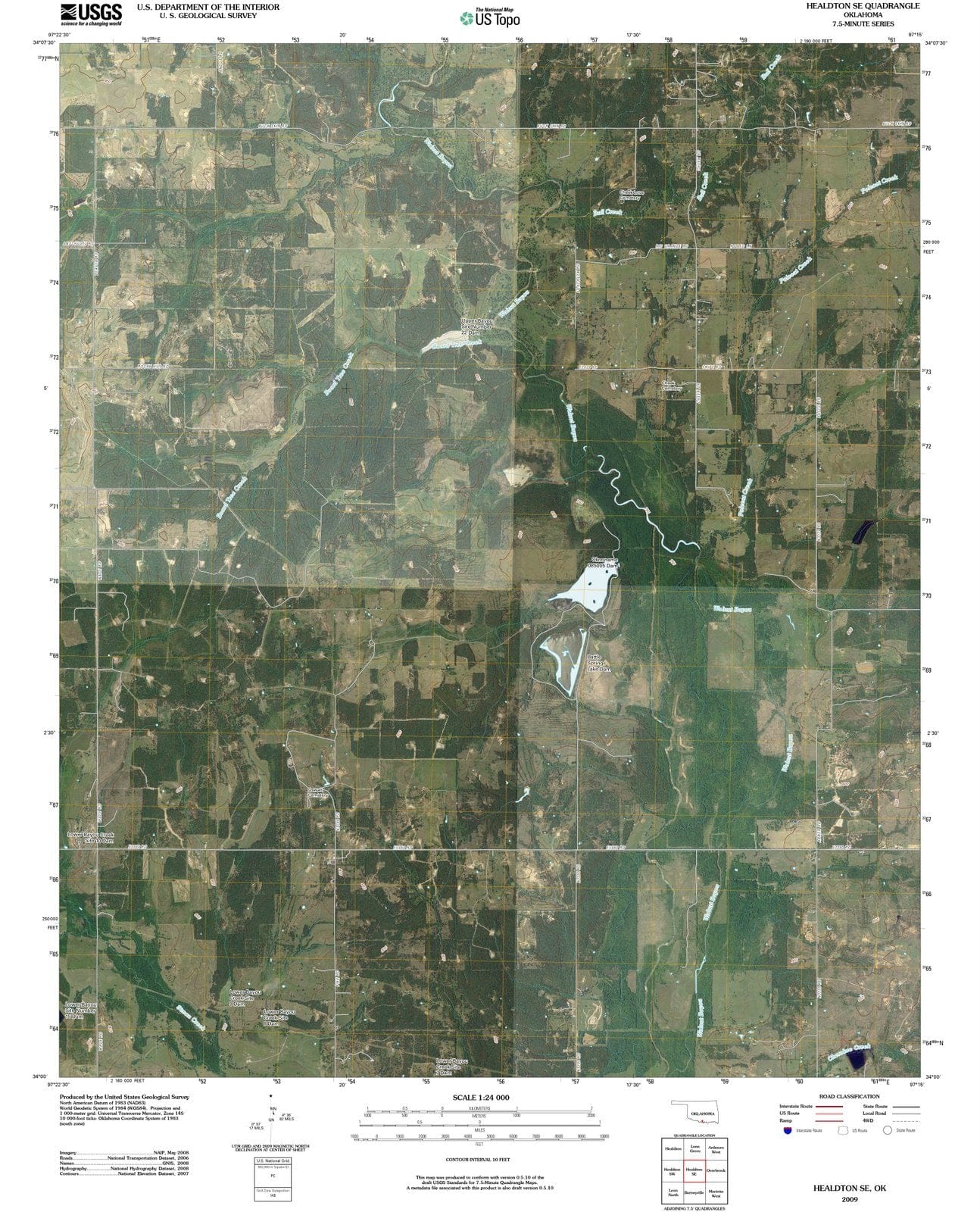 2009 Healdton, OK Oklahoma USGS Topographic Map Historic Pictoric
