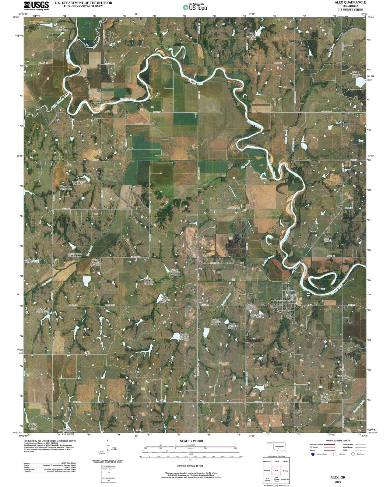 2009 Alex, OK - Oklahoma - USGS Topographic Map